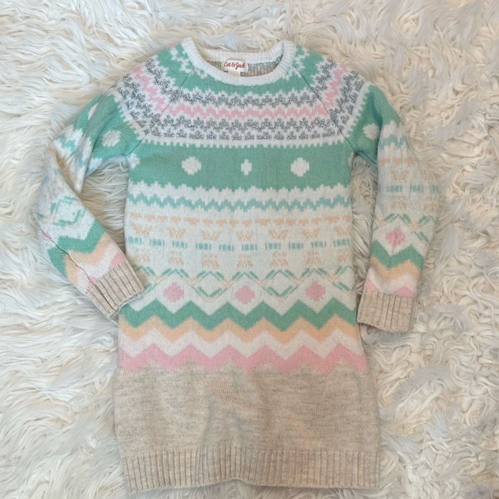 Cat & Jack Fair Isle Sweater Dress Size 5T